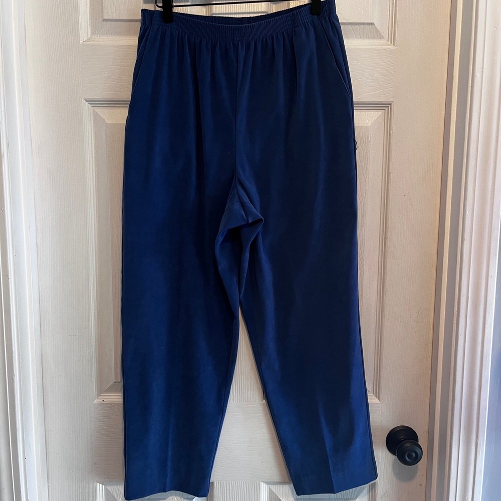 Alfred Dunner Blue Elastic Waist Pull On Casual Dress Pants Trousers 12 Soft